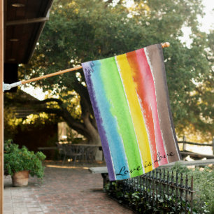 LGBTQ Watercolor Rainbow Pride Inclusion House Flag