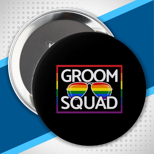 LGBTQ Wedding Gay Pride Matching Groomsmen Squad Button
