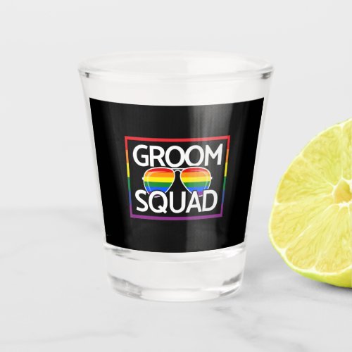 LGBTQ Wedding Gay Pride Matching Groomsmen Squad Shot Glass