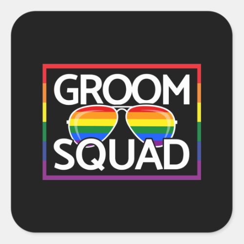LGBTQ Wedding Gay Pride Matching Groomsmen Squad Square Sticker