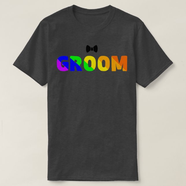 lgbtq wedding rainbow groom T-Shirt (Design Front)