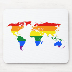 LGBTQ World Map Rainbow Mouse Pad