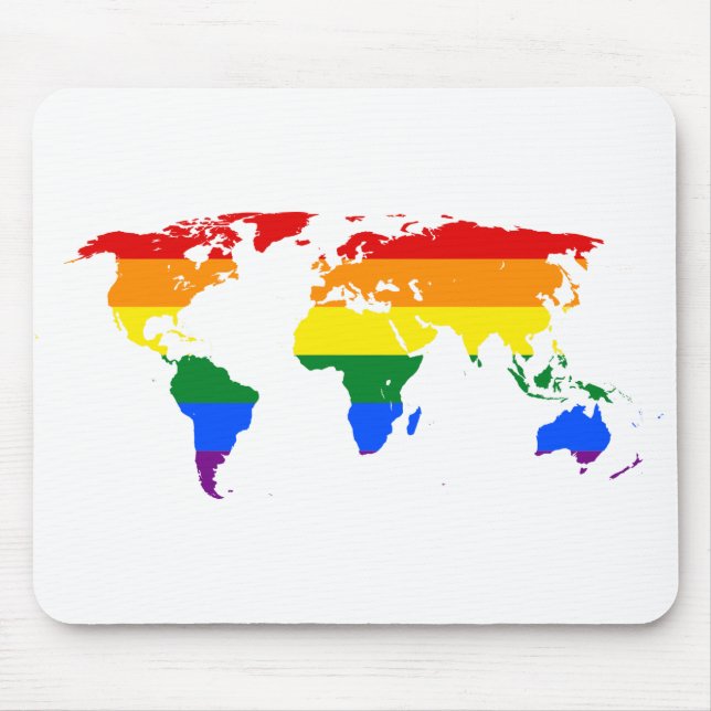 LGBTQ World Map Rainbow Mouse Pad (Front)