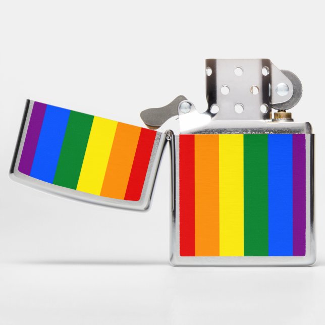 lgbtq Zippo Brushed Chrome Pocket Lighter (Opened)