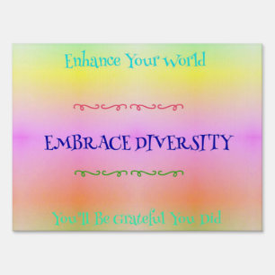#LGBTQA Pride Pastel Rainbow Embracing Diversity Sign