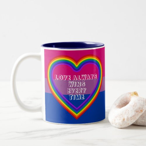 LGBTQAI Bisexual Pride Flag with Text Two_Tone Coffee Mug