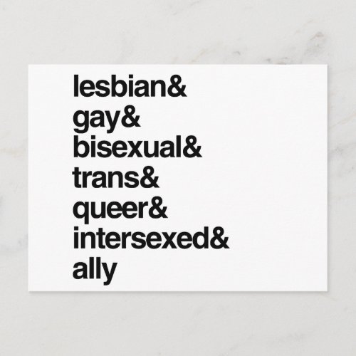 LGBTQI LIST POSTCARD