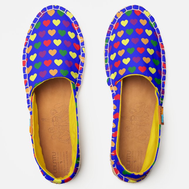 LGBTQI PRIDE and Joy Blue Hearts Espadrilles (Front)