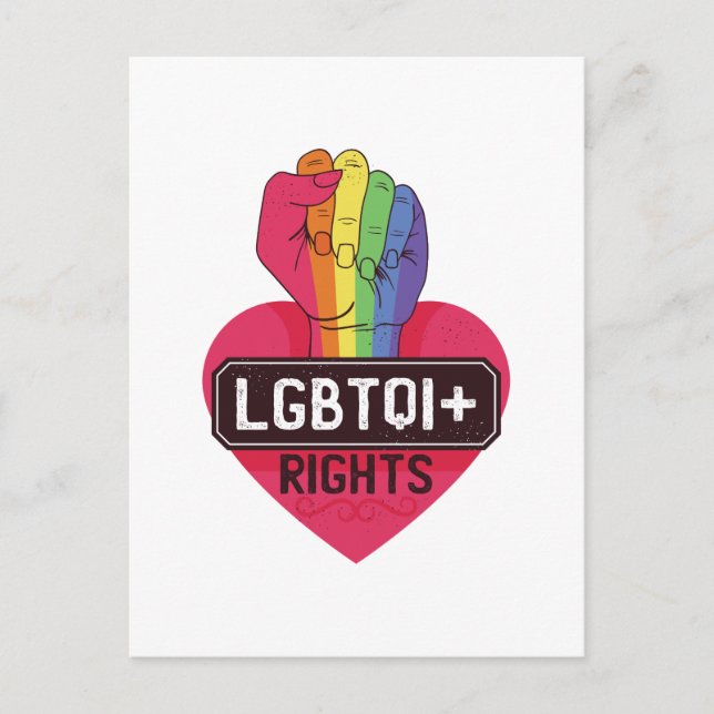 LGBTQI Rights Rainbow Flag Fist Pride March Postcard (Front)