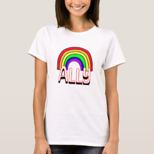 LGBTQIA+ Ally Cute Rainbow and Heart Pride T-Shirt