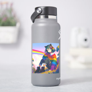 LGBTQIA+ Anime Girl Lesbian Pride Sticker