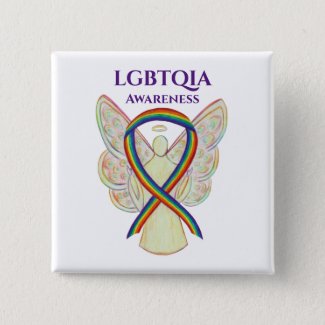 LGBTQIA Awareness Ribbon Custom Button Pin