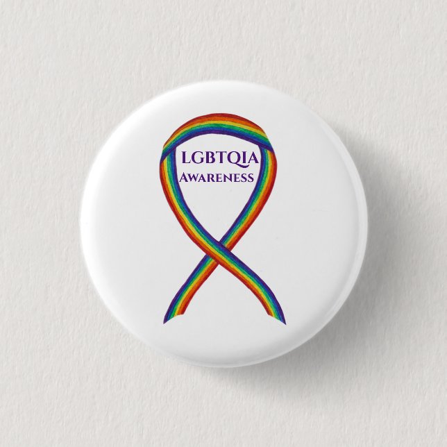 LGBTQIA Awareness Ribbon Custom Button Pin (Front)