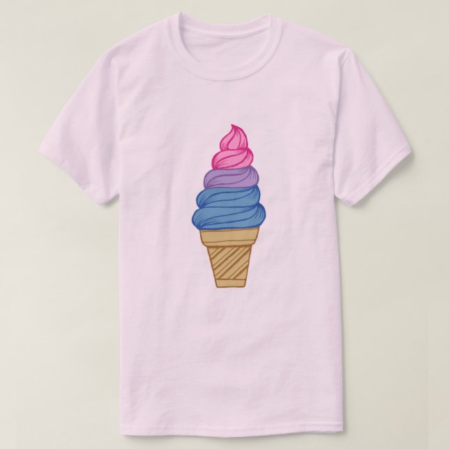 LGBTQIA+ Bisexual Pride Soft Serve Ice Cream Cone T-Shirt (Design Front)