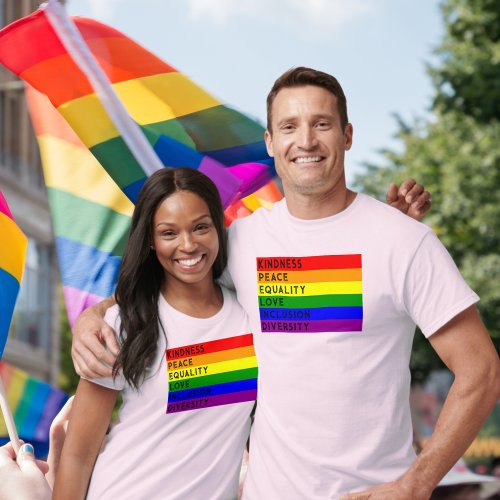 LGBTQIA Embrace Kindness Peace Equality Qualities T_Shirt