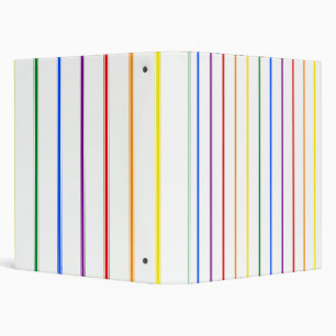 LGBTQIA Gay Pride 6 Stripe Rainbow Ticking Stripe 3 Ring Binder