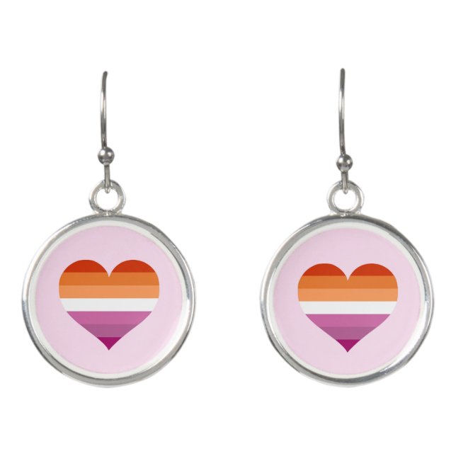 LGBTQIA Lesbian Pride Flag Hearts Pride Month 2024 Earrings (Front)