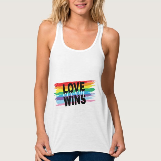 LGBTQIA Love Always Wins Rainbow Pride Cool  Tank Top (Front)