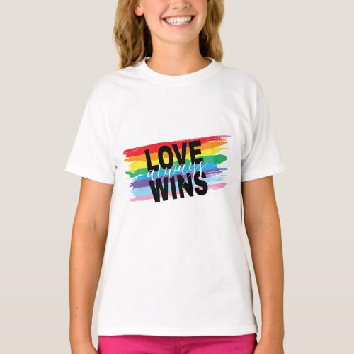 LGBTQIA Love Always Wins Rainbow Pride T_Shirt 