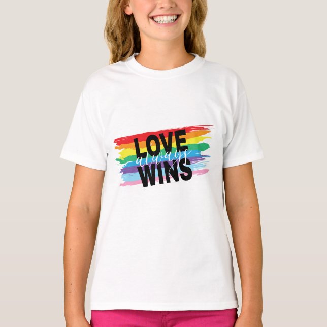 LGBTQIA Love Always Wins Rainbow Pride T-Shirt  (Front)