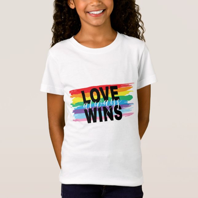 LGBTQIA Love Always Wins Rainbow Pride T-Shirt  (Front)
