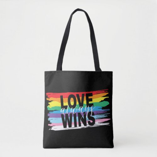 LGBTQIA Love always Wins Rainbow Pride Tote Bag