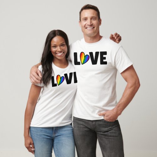 LGBTQIA Love Heart Pride Flag T_Shirt