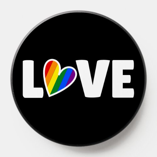 LGBTQIA Love Heart Pride Flag T_Shirt PopSocket