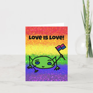 LGBTQIA Love is Love Bisexual Flag with Frog Card