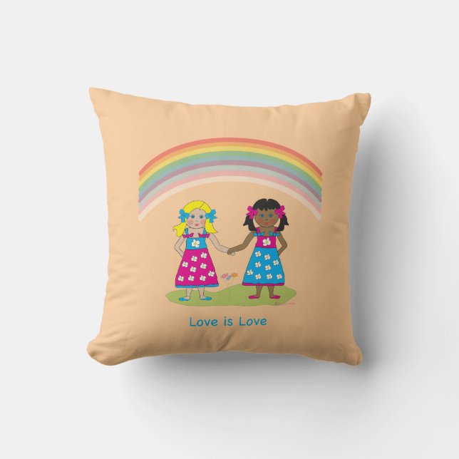 LGBTQIA LOVE is LOVE, Rainbow Flag Heart Throw Pillow (Front)