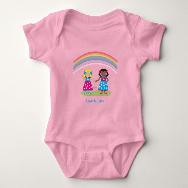 LGBTQIA Love is LOVE Rainbow Heart Pride  Baby Bodysuit (Front)