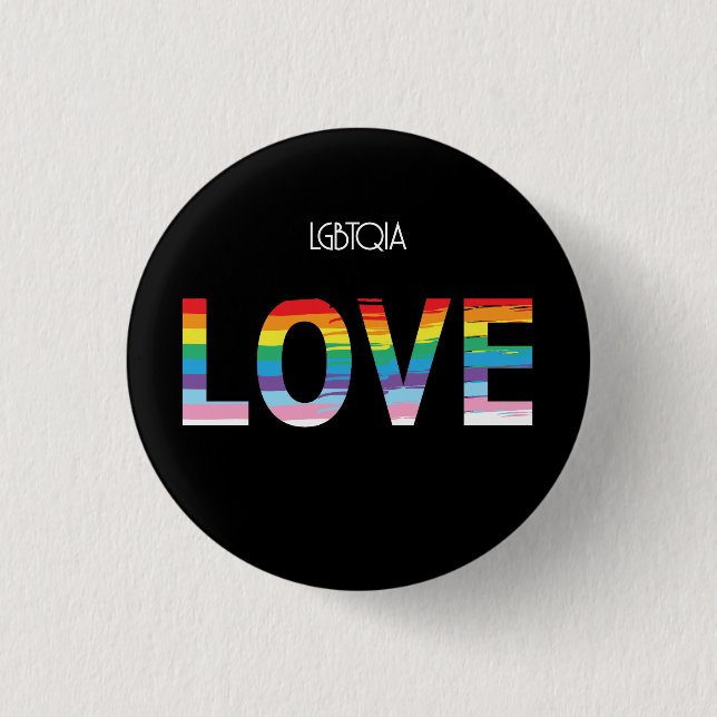 LGBTQIA LOVE, Pride Rainbow Flag Cool Button (Front)
