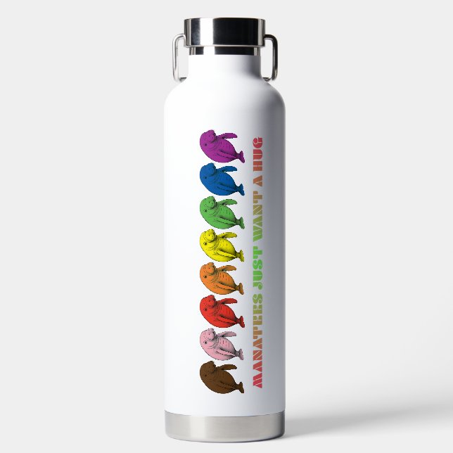 LGBTQIA+ Manatees just want a hug Water Bottle (Front)