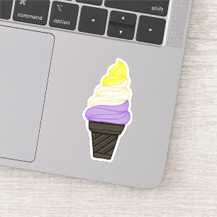 LGBTQIA+ Nonbinary Pride Soft Serve Ice Cream Cone Sticker
