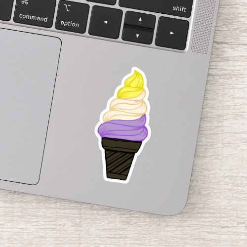 LGBTQIA Nonbinary Pride Soft Serve Ice Cream Cone Sticker