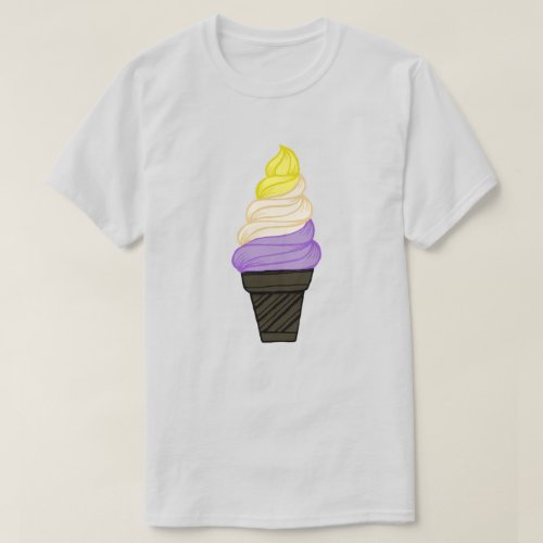 LGBTQIA Nonbinary Pride Soft Serve Ice Cream Cone T_Shirt