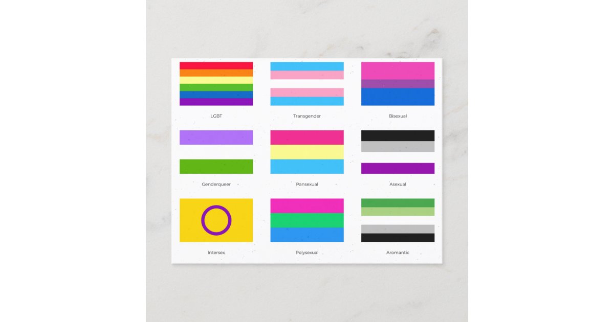 LGBTQIA Pride 9 x FLAGS  Rainbow Awareness Chic An Announcement Postcard