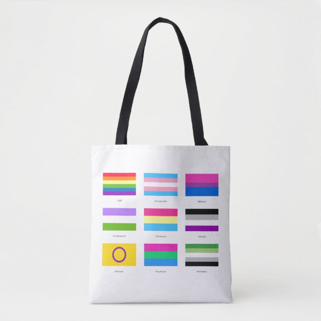 LGBTQIA Pride 9 x FLAGS  Rainbow Awareness Chic  C Tote Bag (Front)