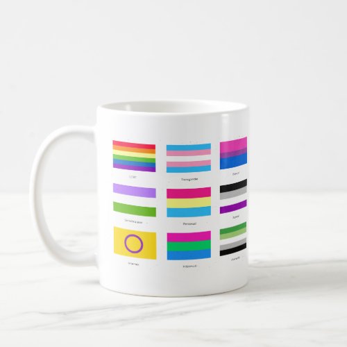 LGBTQIA Pride 9 x FLAGS  Rainbow Awareness Chic  Coffee Mug