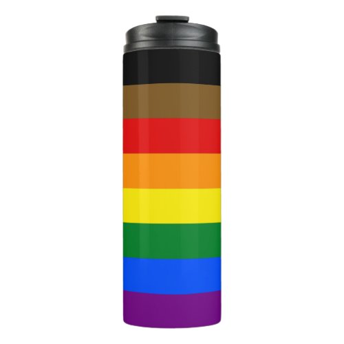 LGBTQIA PRIDE BLACK  BROWN RAINBOW THERMAL TUMBLER