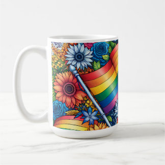 LGBTQIA+ Pride Flags, Rainbows, Flowers Coffee Mug