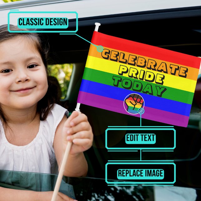 LGBTQIA Pride Rainbow Car Flag (Please enjoy our design and see the others in the collection.)