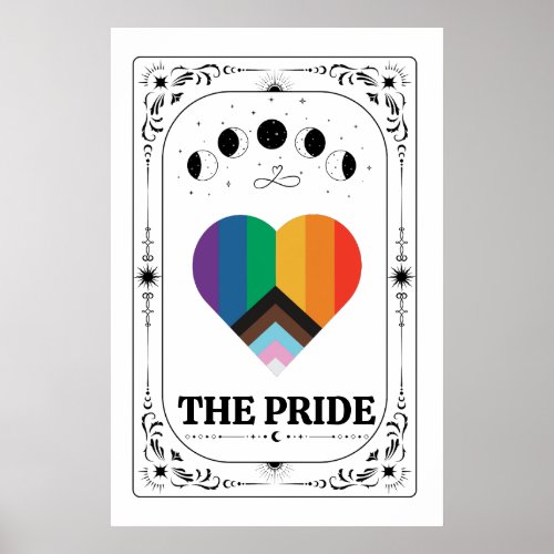 LGBTQIA Pride Tarot Gay Trans Queer Rainbow Zodiac Poster