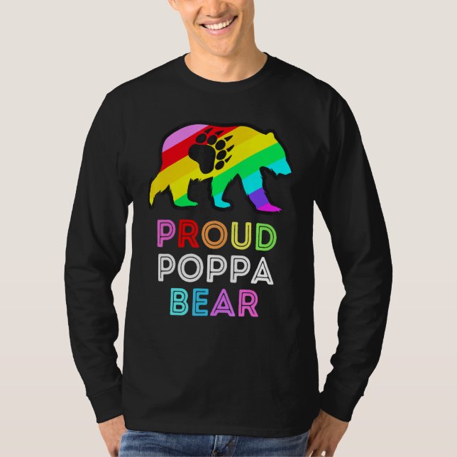 Lgbtqia Proud Poppa Bear Rainbow Gay Pride Men Wom T-Shirt (Front)