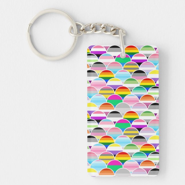 LGBTQIA+ Queer Scalloped Pride Flag Fans Keychain (Front)