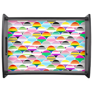 LGBTQIA+ Queer Scalloped Pride Flag Fans Serving Tray