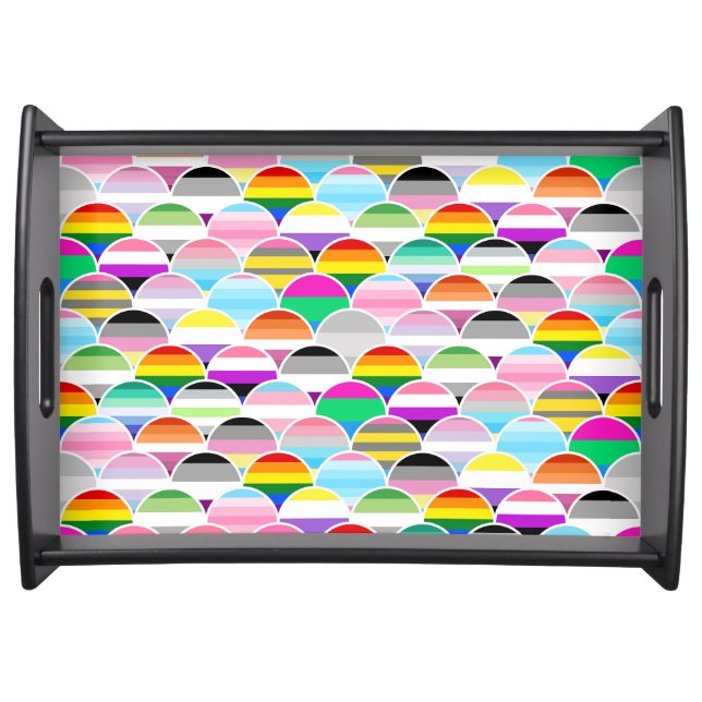 LGBTQIA+ Queer Scalloped Pride Flag Fans Serving Tray (Front)