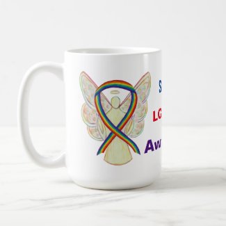 LGBTQIA Rainbow Awareness Ribbon Angel Coffee Mug