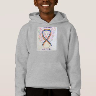 LGBTQIA Rainbow Awareness Ribbon Angel Hoodie