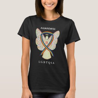 LGBTQIA Rainbow Awareness Ribbon Angel Shirt